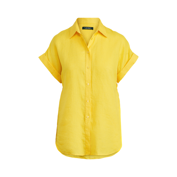 Kurz&auml;rmliges Leinenhemd Lauren in L&ouml;wenzahnwiese 2