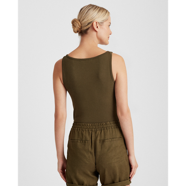 Dark Sage Cotton-Blend Tank Top Lauren 4
