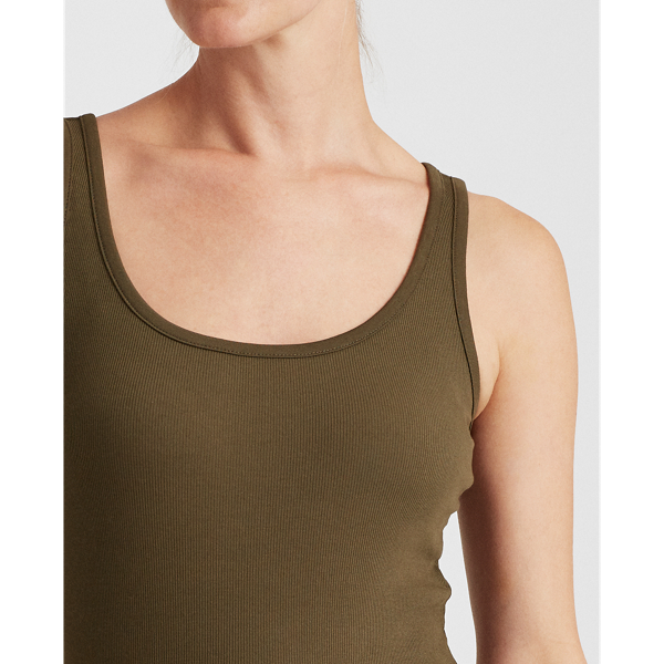 Dark Sage Cotton-Blend Tank Top Lauren 5