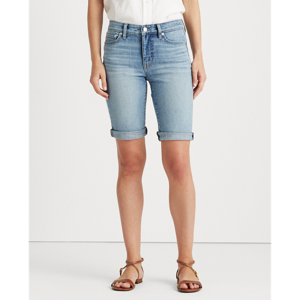 Light Indigo Wash Stretch Cotton-Blend Short Lauren 3