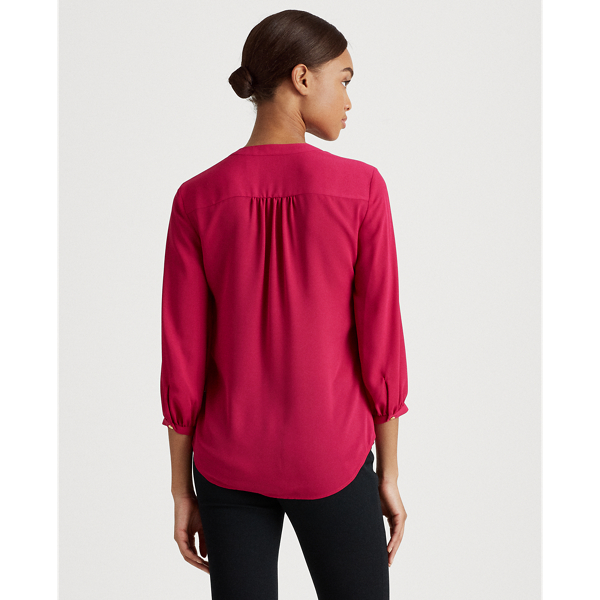 Bright Fuschia Pleated Georgette Top Lauren 4