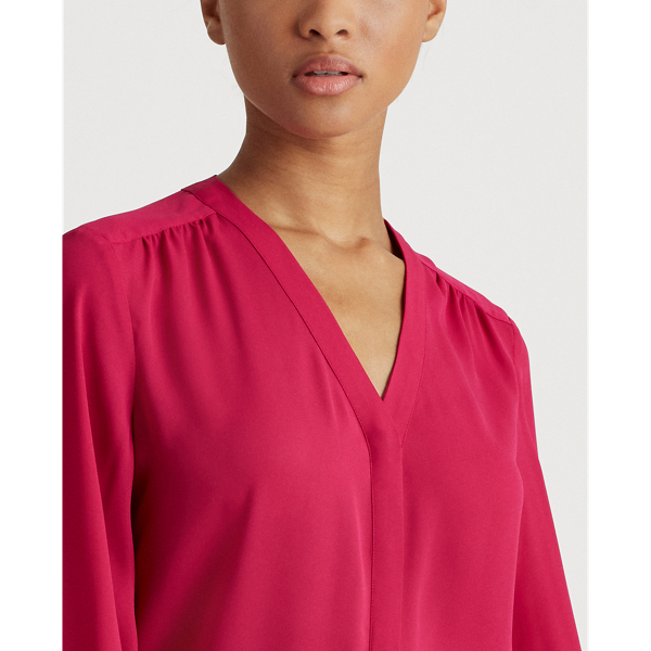 Bright Fuschia Pleated Georgette Top Lauren 5