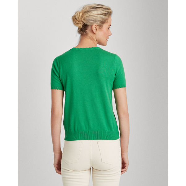 Hedge Green Scallop-Trim Cotton Jumper Lauren 5