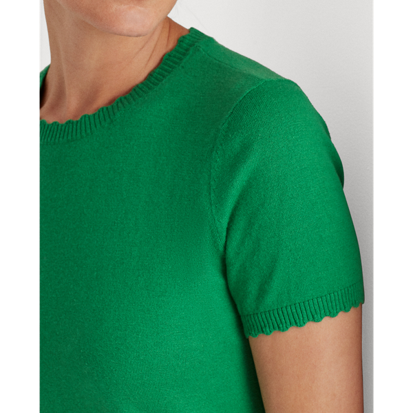 Hedge Green Scallop-Trim Cotton Jumper Lauren 6