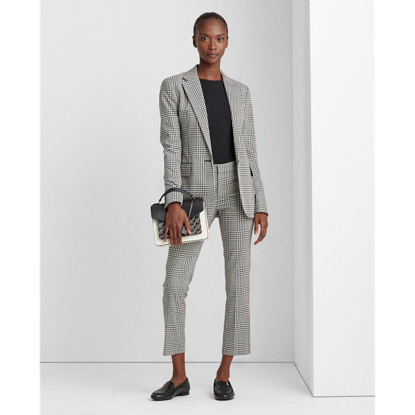 Black/Silk White Plaid Cotton-Wool Blazer Lauren 4