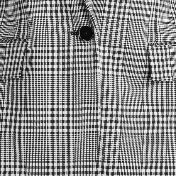 Black/Silk White Plaid Cotton-Wool Blazer Lauren 7