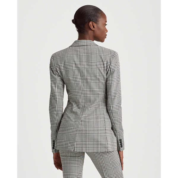 Black/Silk White Plaid Cotton-Wool Blazer Lauren 5