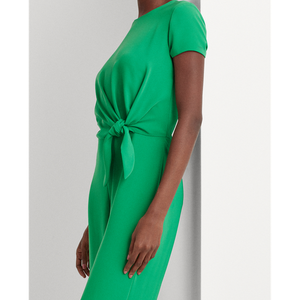 Hedge Green Crepe Wide-Leg Jumpsuit Lauren 4