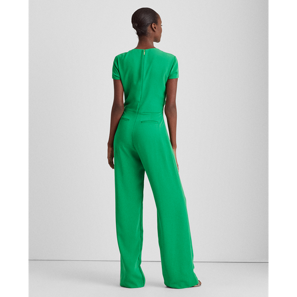 Hedge Green Crepe Wide-Leg Jumpsuit Lauren 5