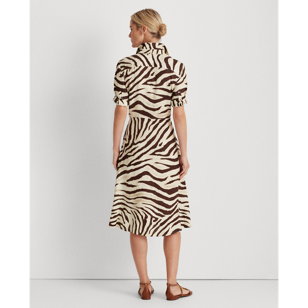 Dark Brown Multi Print Linen Shirtdress Lauren 5