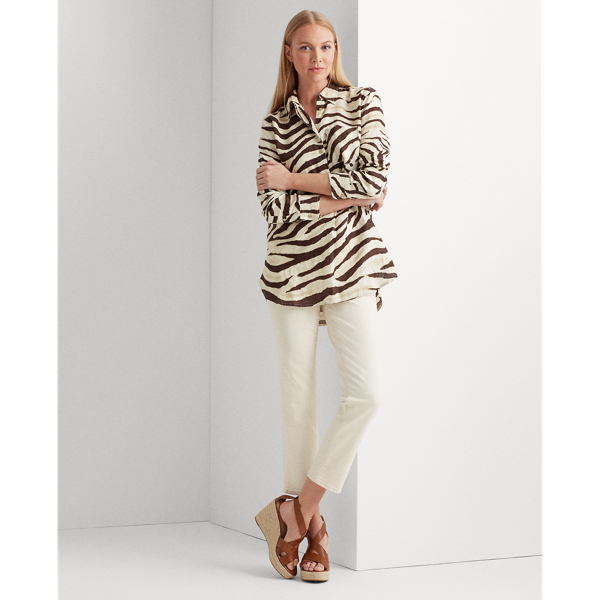 Dark Brown Multi Print Linen Shirt Lauren 3