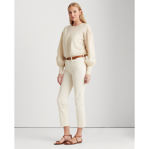 Maglia in cotone con maniche a palloncino Lauren in Crema mascarpone/Mascarpone 3