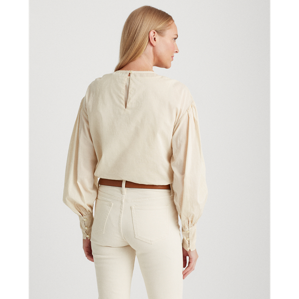 Maglia in cotone con maniche a palloncino Lauren in Crema mascarpone/Mascarpone 4