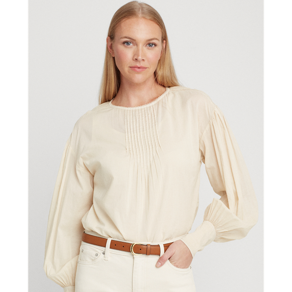 Maglia in cotone con maniche a palloncino Lauren in Crema mascarpone/Mascarpone 5