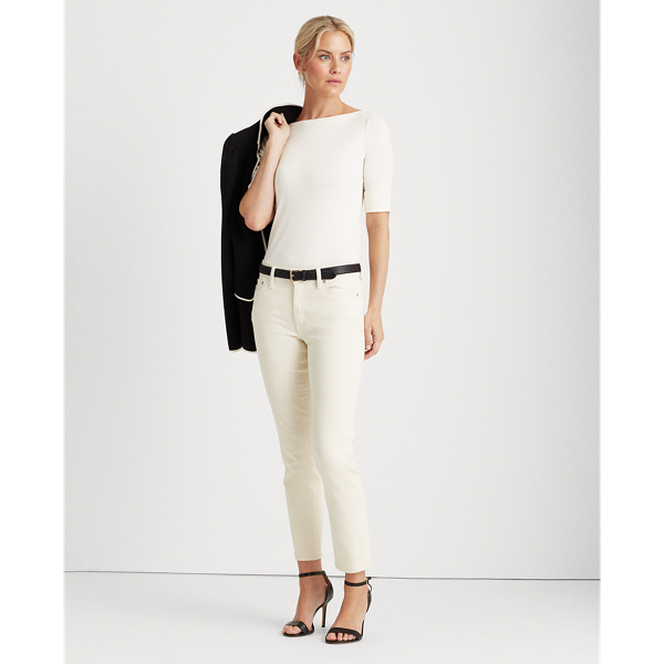 Mascarpone Cream Cotton-Blend Boatneck Top Lauren 3