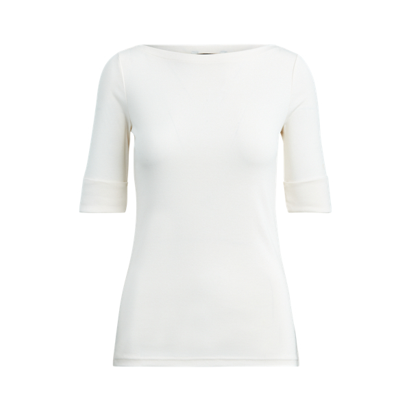 Cotton-Blend Boatneck Top Lauren em 1