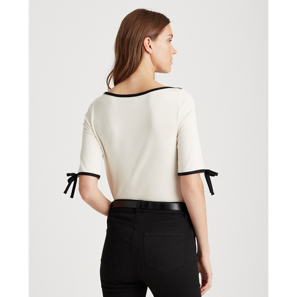 Mascarpone Cream Cotton-Blend Boatneck Top Lauren 4