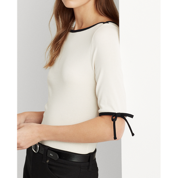Mascarpone Cream Cotton-Blend Boatneck Top Lauren 5