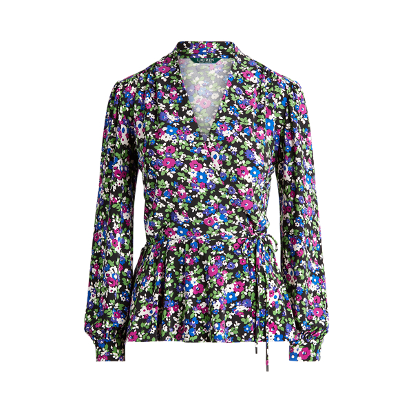 Floral Stretch Jersey Wrap Top Lauren 1
