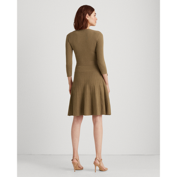 Dry Olive Cotton-Blend Surplice Dress Lauren 5