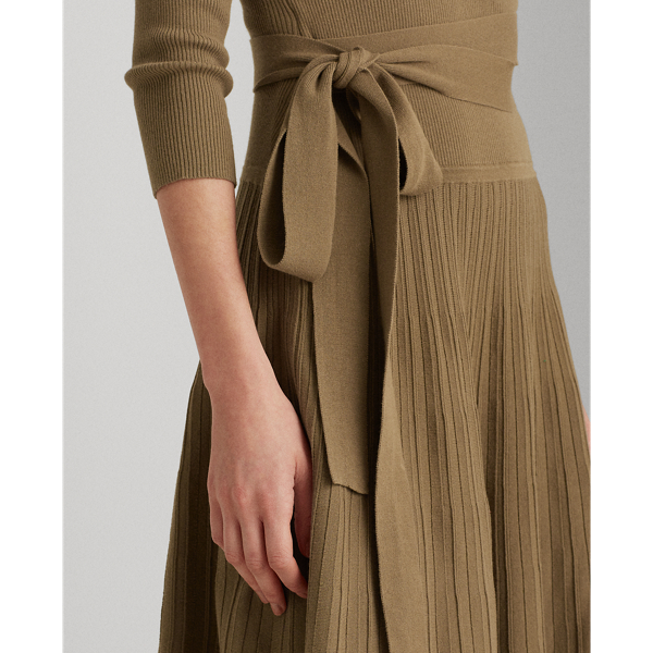Dry Olive Cotton-Blend Surplice Dress Lauren 6