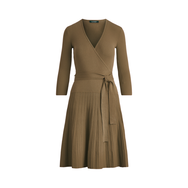 Dry Olive Cotton-Blend Surplice Dress Lauren 2
