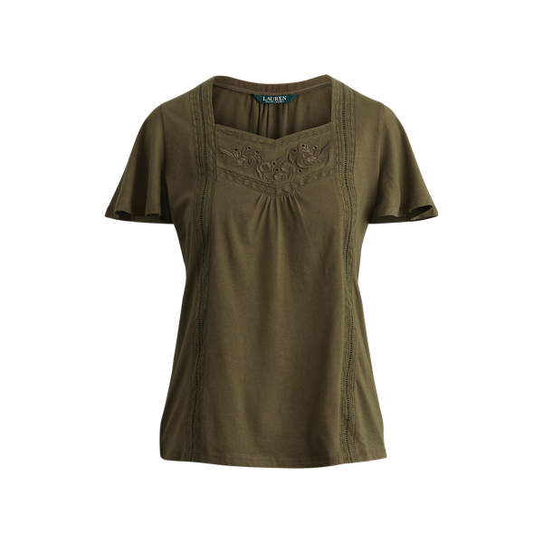 Jersey Flutter-Sleeve Top Lauren 1
