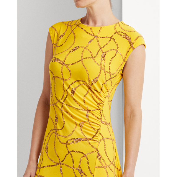 Robe imprim&eacute;e en jersey stretch Lauren en Pissenlit multi 3