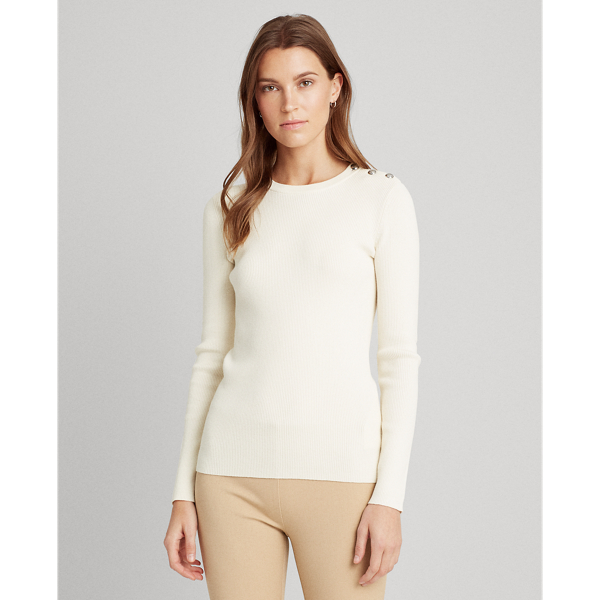 Mascarpone Cream Ribbed Cotton-Blend Jumper Lauren 1