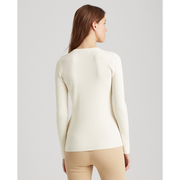 Mascarpone Cream Ribbed Cotton-Blend Jumper Lauren 4