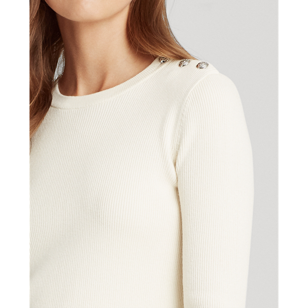 Mascarpone Cream Ribbed Cotton-Blend Jumper Lauren 5