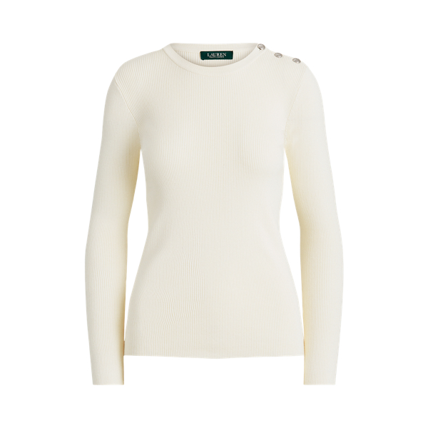 Mascarpone Cream Ribbed Cotton-Blend Jumper Lauren 2