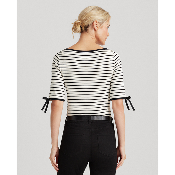 Masc Cream Multi Striped Cotton-Blend Top Lauren 4