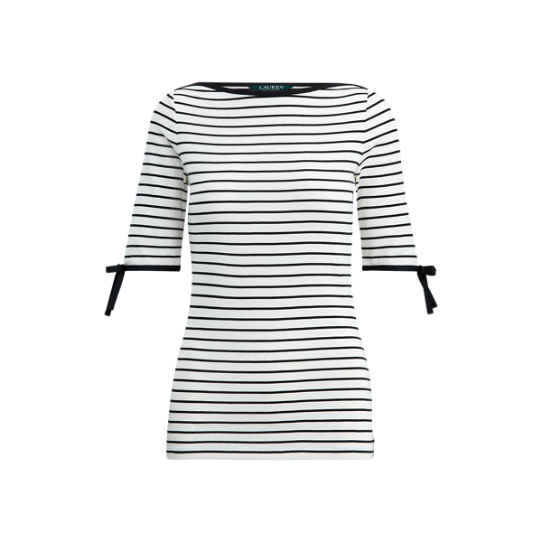 Masc Cream Multi Striped Cotton-Blend Top Lauren 2