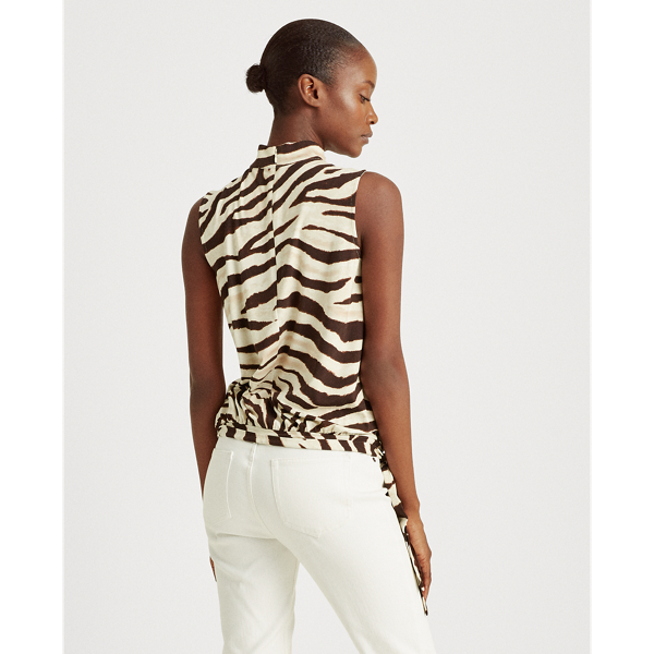 Dark Brown Multi Print Jersey Sleeveless Top Lauren 4