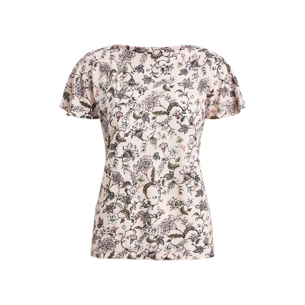 Floral Flutter-Sleeve Tee Lauren in 1