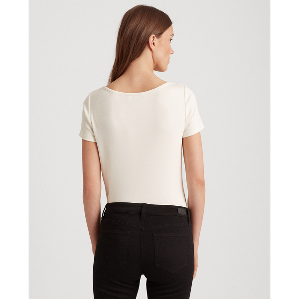 Mascarpone Cream Cotton-Blend Boatneck Tee Lauren 4