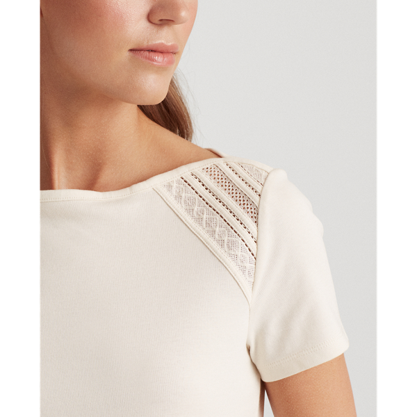 Mascarpone Cream Cotton-Blend Boatneck Tee Lauren 5