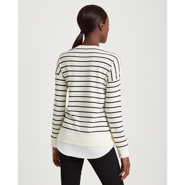 Cream/Polo Black Striped French Terry Top Lauren 4