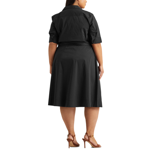 Black Belted Cotton-Blend Shirtdress Lauren Woman 5