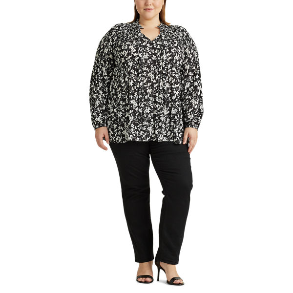 Polo Black/Silk White Georgette Tie-Neck Top Lauren Woman 2