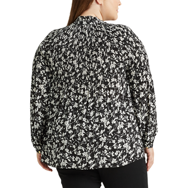 Polo Black/Silk White Georgette Tie-Neck Top Lauren Woman 4