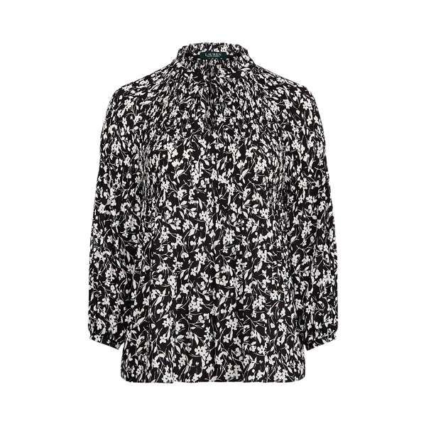 Georgette Tie-Neck Top Lauren Woman em 1