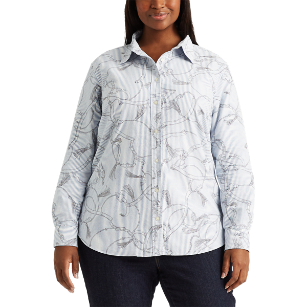 Silk White/Grey Print Easy Care Shirt Lauren Woman 3