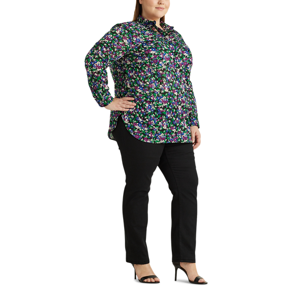 Polo Black Multi Floral-Print Cotton Shirt Lauren Woman 2