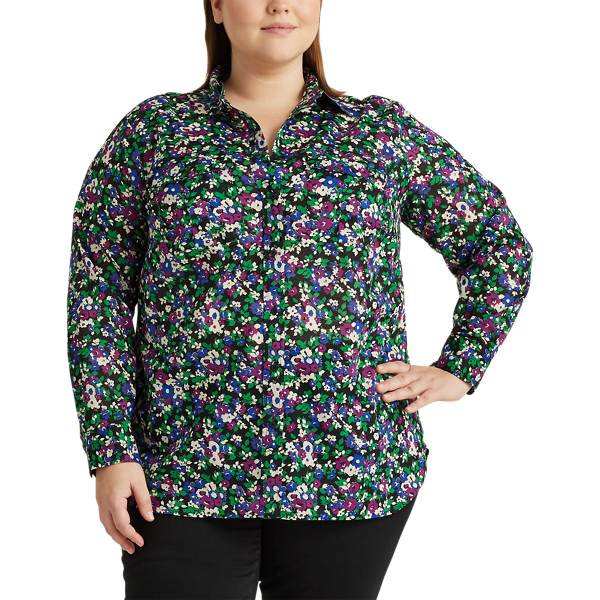 Polo Black Multi Floral-Print Cotton Shirt Lauren Woman 3