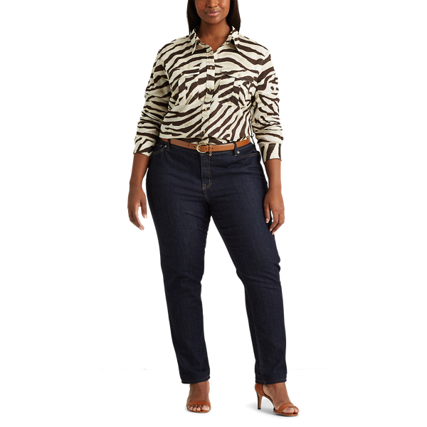 Dk Brown Multi Print Cotton Shirt Lauren Woman 2