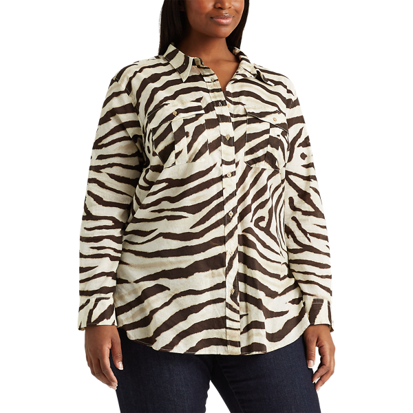 Dk Brown Multi Print Cotton Shirt Lauren Woman 3