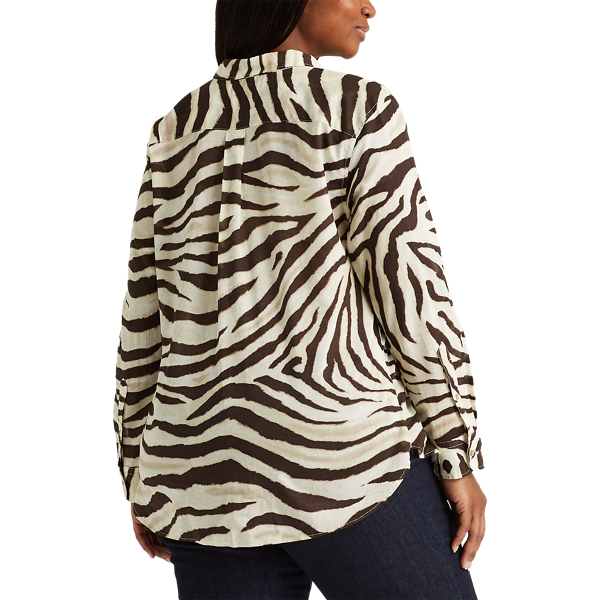Dk Brown Multi Print Cotton Shirt Lauren Woman 4