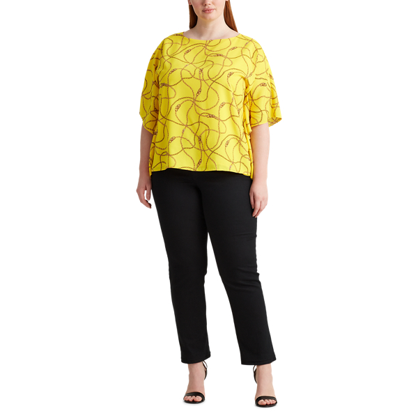 Dandelion Fields Multi Print Cape-Sleeve Top Lauren Woman 2